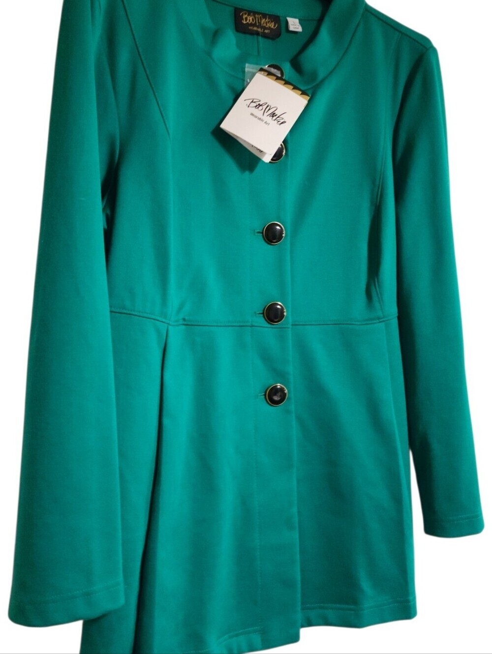 Bob Mackie Jacket Classic Kelly Green NWT Size L Button Up Pockets Large Buttons